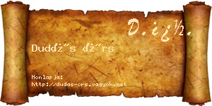 Dudás Örs névjegykártya